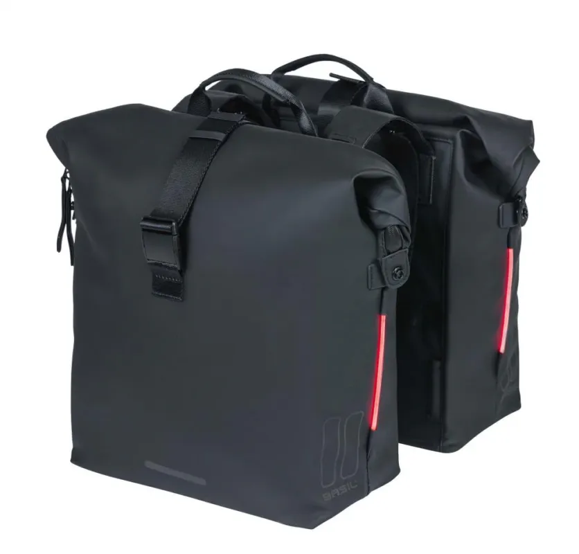 Sichere Zahlung Basil Doppelpacktasche SoHo Nordlicht 41 Liter 31×13×37 cm Schwarz wasserdicht PU mit LED-Streifen