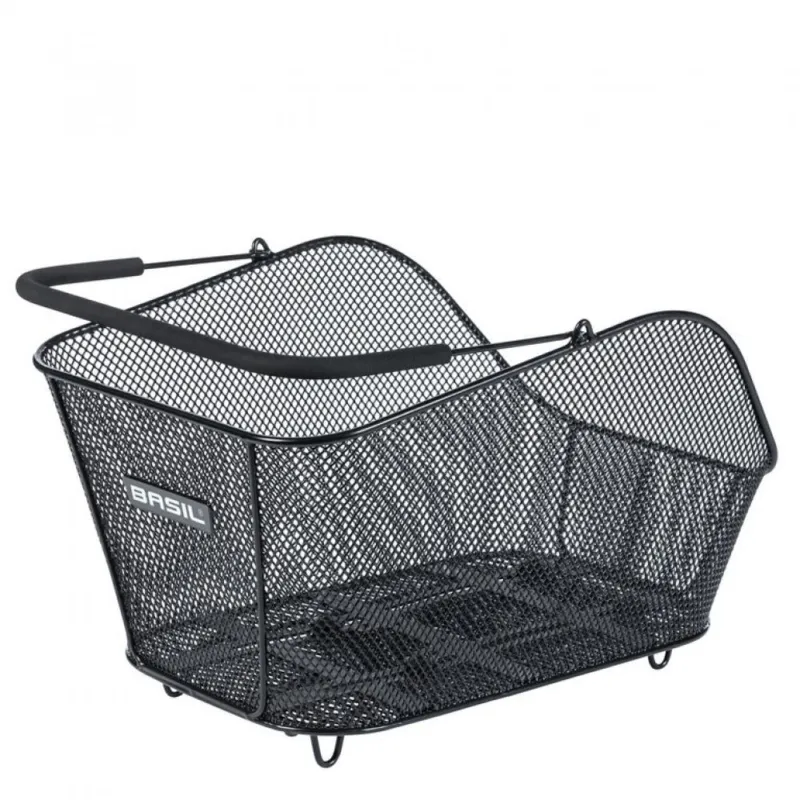 Basil Icon M MIK - schwarzer feingmaschiger Stahl-Hinterradkorb mit MIK-Adapterplatte & Soft-Grip-Henkel (bis 10 kg) Letzte Chance