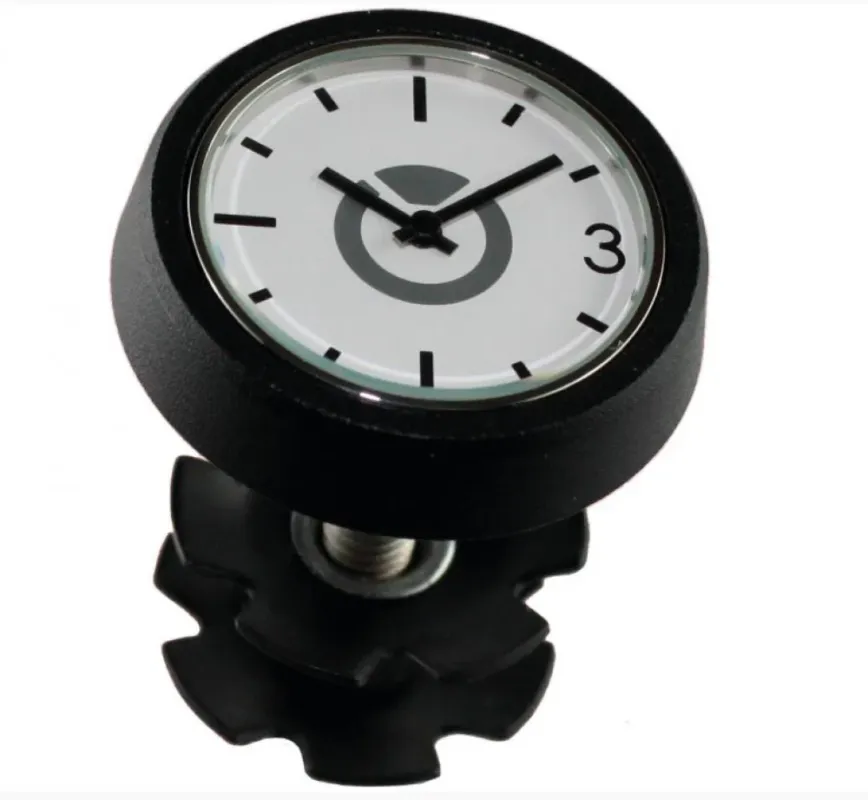 Neue Kollektion by.schulz Ahead Clock Steuerrohrkappe Schwarz - Leichte Alu-Lösung mit Uhr (59 g)