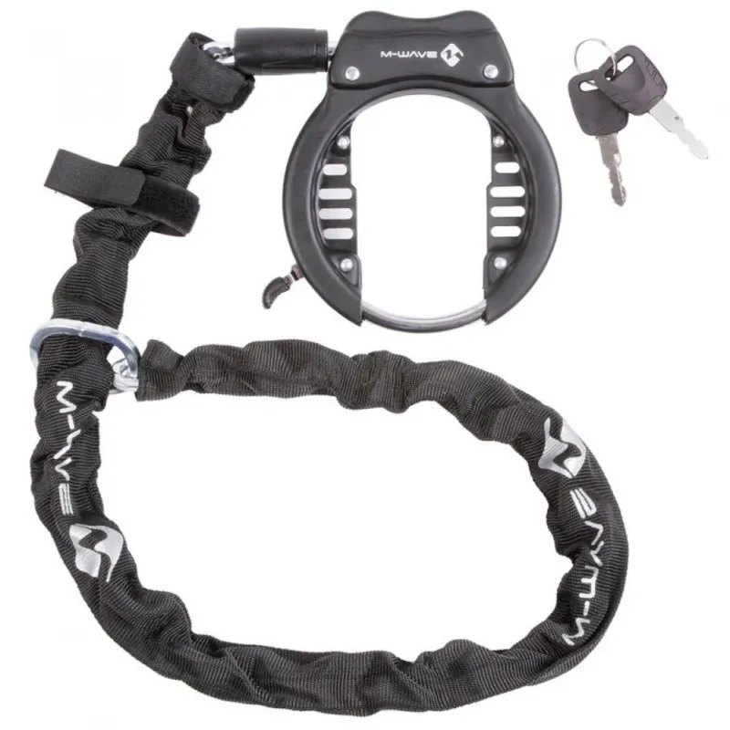 Markenware M-Wave Rahmenschloss Ringchain XL schwarz mit Kette 5,5x5,5x1000 mm