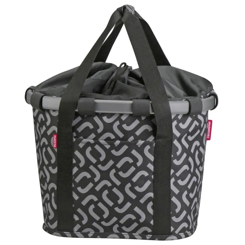 Kostenfreie Lieferung KLICKfix Fahrradkorb Bikebasket Reisenthel signature black 28x26x35 cm - Abnehmbare Fahrradtasche mit Rattan-Optik