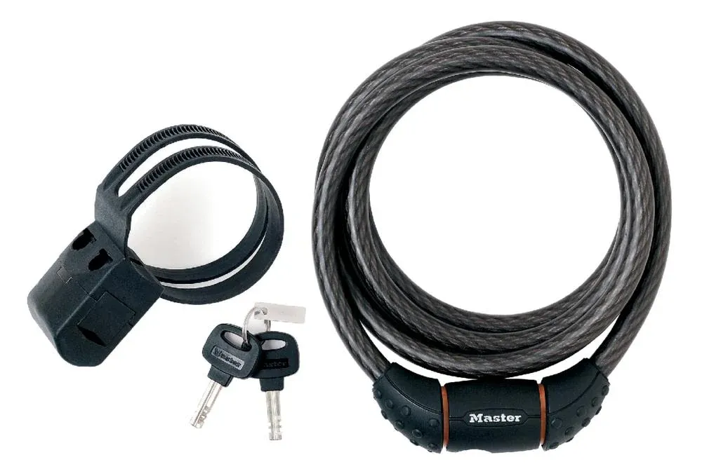 Master Lock Kabelschloss 8121 Schwarz 12 mm x 1800 mm - robustes Sicherheitsschloss Wochenendangebot