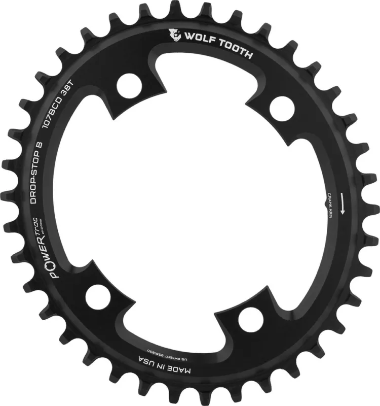 Heißes Angebot Wolf Tooth Components Elliptical 107 BCD Kettenblatt für SRAM - black | 38 Z
