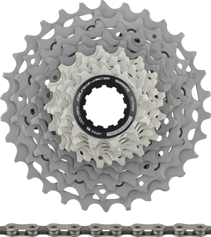 Super-Preis Shimano Dura-Ace Kassette CS-R9200 + Kette CN-M9100 12-fach Verschleißset - silber | 116 | 11-30