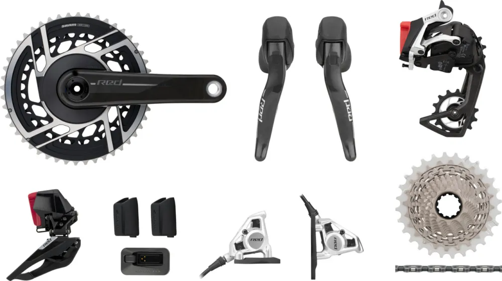 SRAM Red E1 AXS HRD FM Gruppe 2x12-fach 33-46 - black | Anlöt | 170,0 mm | SRAM XDR | 10-30 | SRAM XDR | ohne | 33-46 Ausverkauf