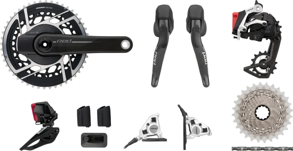 Aktuell SRAM Red E1 AXS Powermeter HRD FM Gruppe 2x12-fach 33-46 - black | 165,0 mm 33-46/10-30