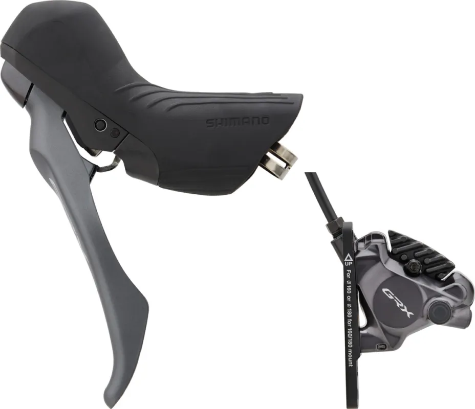Neuheit Shimano GRX Scheibenbremse BR-RX820 + ST-RX820-LA Remote - schwarz-grau | Vorderrad | links (seitenspezifisch )