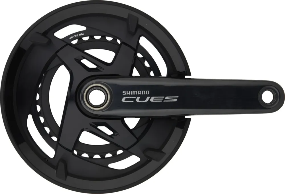 Schnäppchen Shimano CUES Kurbelgarnitur FC-U8000-2 Hollowtech II mit Kettenschutzring - schwarz | 170,0 mm | 32-46