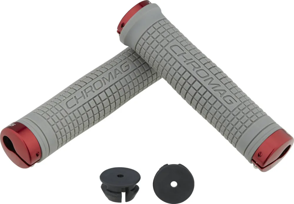 Günstig Chromag Squarewave XL Lock On Lenkergriffe - grey-red | 146 mm