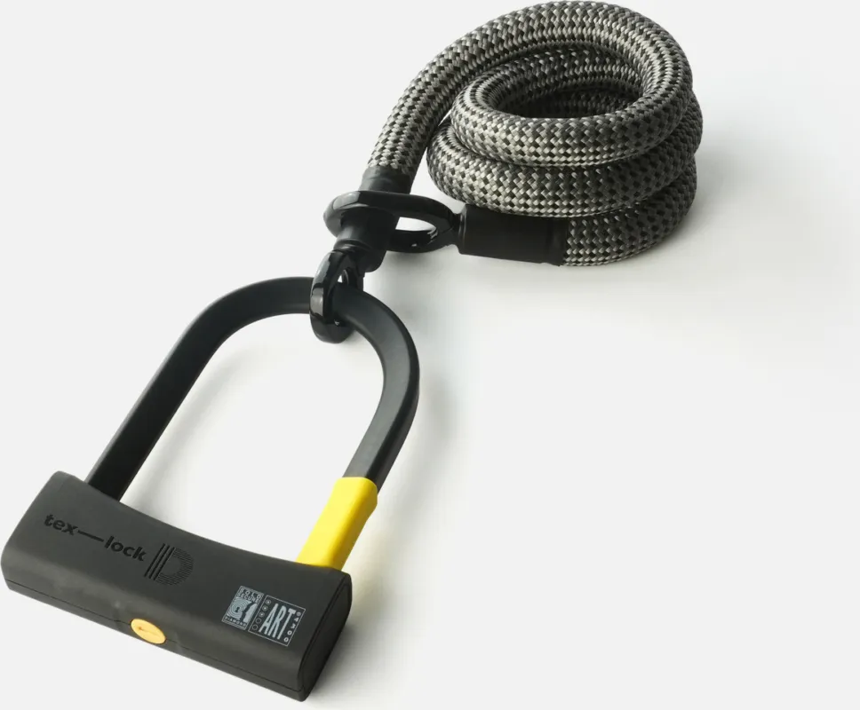 tex-lock eyelet Kettenschloss + D-lock Mini-Bügelschloss - electric grey | 120 cm Neue Ware