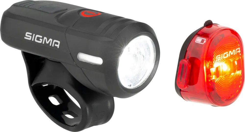 Sigma Aura 45 Frontlicht + Nugget II Rücklicht LED Beleuchtungsset m. StVZO - schwarz Beliebt