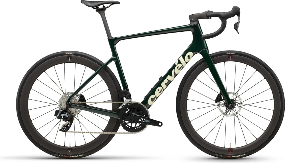 Preisreduziert Cervélo Caledonia-5 Rival AXS Carbon Rennrad - emerald-cream | 60 mm | 28" | XS | 165,0 mm