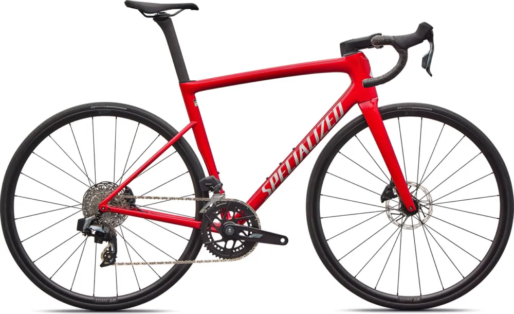 Specialized Tarmac SL8 Comp AXS 28" Carbon Rennrad - gloss red tint over silver dust silver dust | 28" | M | 44 mm | 172,5 mm Preisknaller
