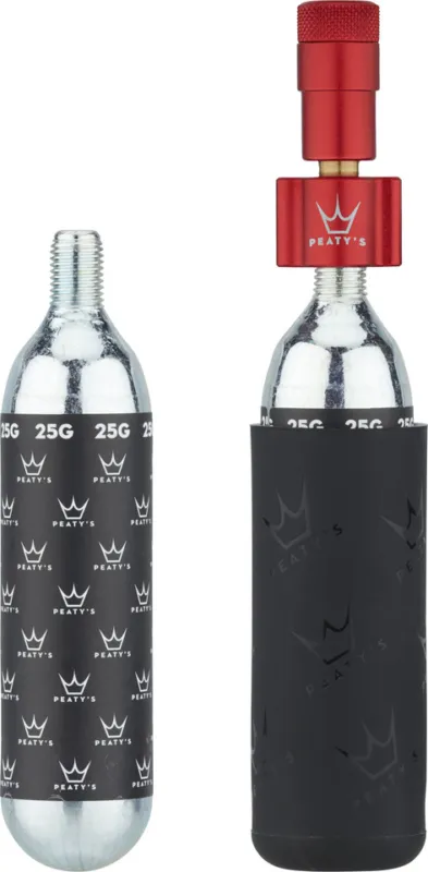 Zertifiziert Peaty's Holeshot CO2 Tyre Inflator Kit CO2-Kartuschenpumpe + 25 g Kartusche - red
