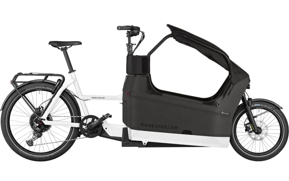Riese & Müller Packster2 70 automatic Buggy mit Kinderverdeck und Doppel-Kindersitz - Weiß Nur Für Kurze Zeit