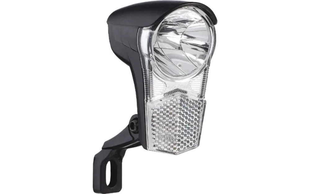 Markenprodukt LED-Scheinwerfer Dynamo Uni LED, ca.15 Lux, mit Halter u. Schalter