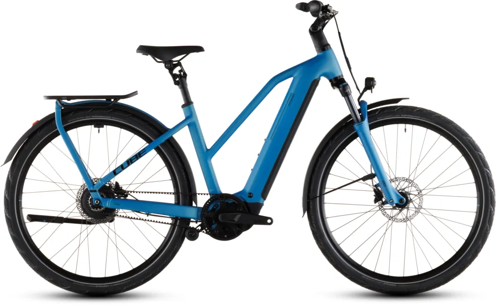 Preiswert Cube Kathmandu Hybrid Comfort Pro 800 - 800 Wh - 28 Zoll - Trapez - 2026 - azure´n´black - Größe 46 CM