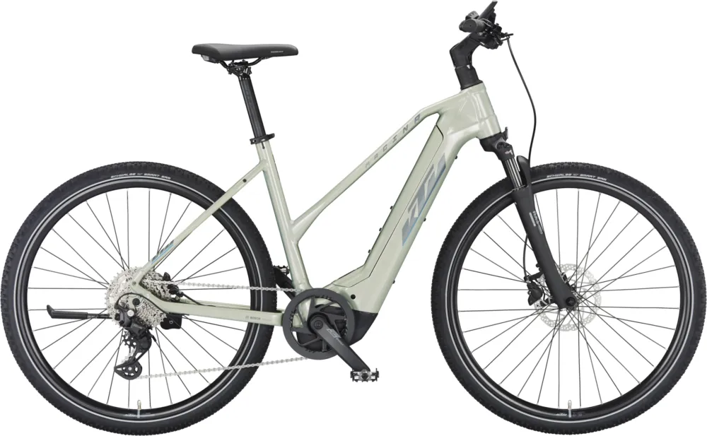 KTM Macina Cross 720 - 750 Wh - 28 Zoll - Trapez - dew silver (grey+blue) - Größe 46 CM Schneller Versand