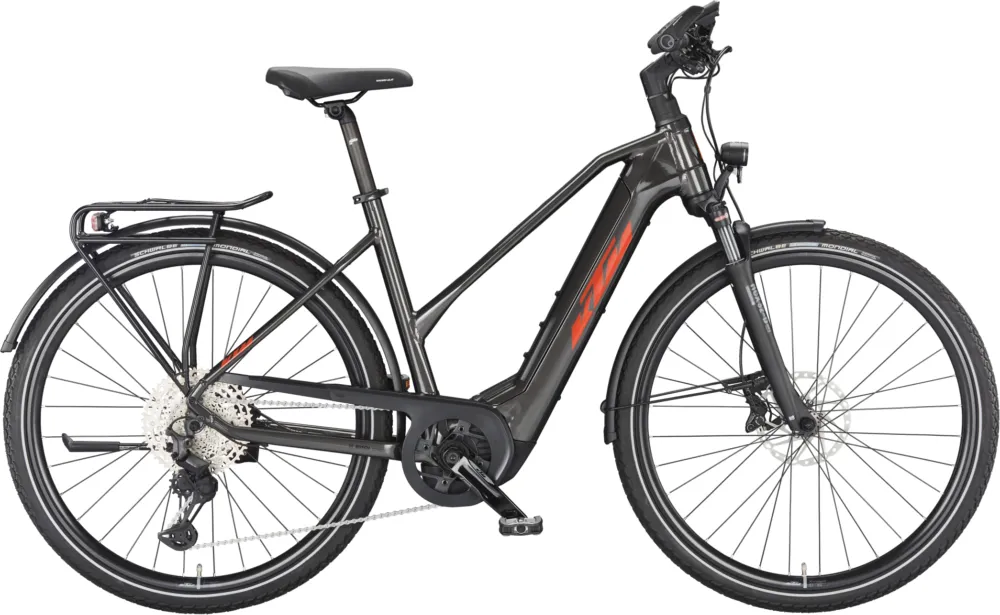 KTM Macina Sport 720 - 750 Wh - 28 Zoll - Trapez - machine grey (orange+black) - Größe 46 CM Geprüft