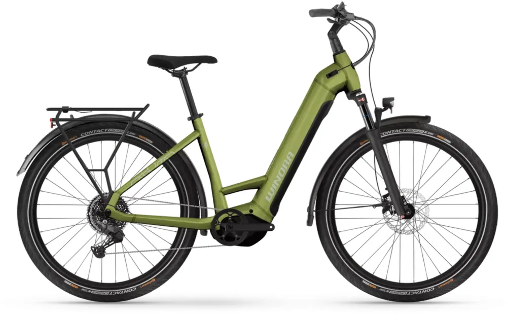 Winora Yucatan X10 - 720 Wh - 27,5 Zoll - Tiefeinsteiger - touring green - gloss - Größe 45 CM Sale