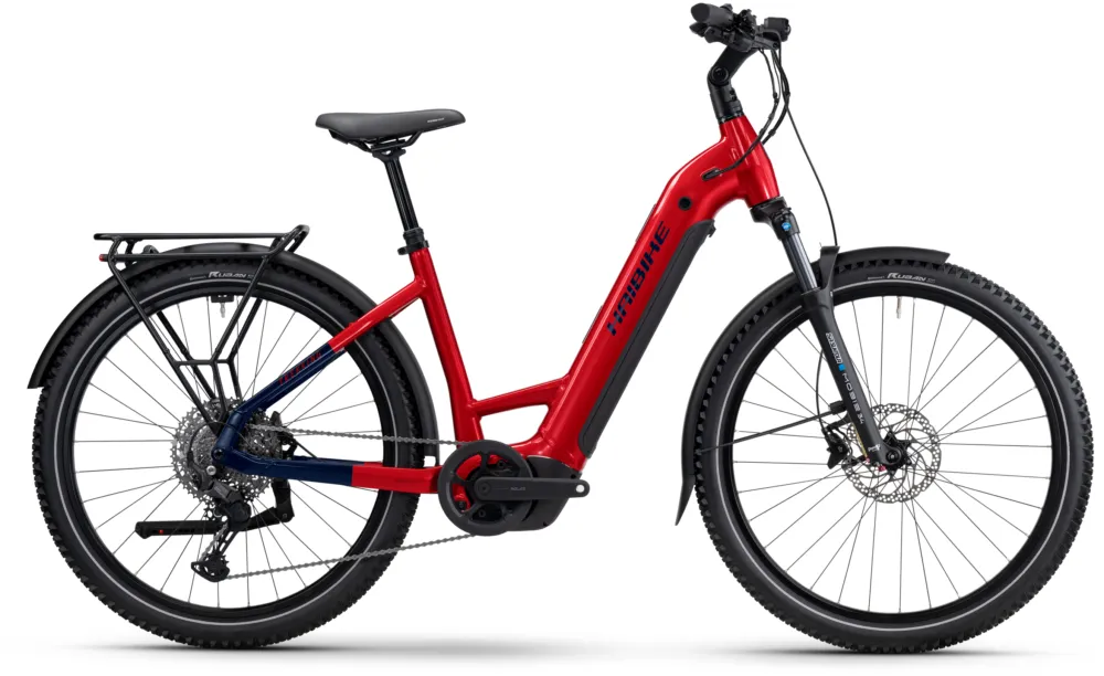 Haibike Trekking 7 - 800 Wh - 27,5 Zoll - Tiefeinsteiger - 2026 - dynamite red/blue glänzend - Größe S Meistverkauft