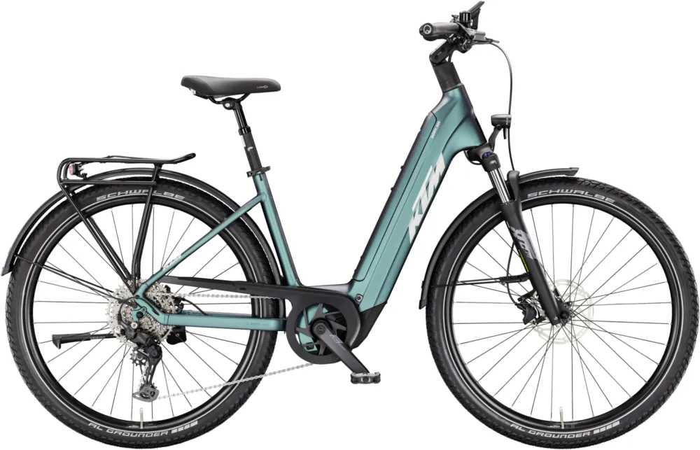 Preisreduziert KTM Macina Gran 820 - 800 Wh - 28 Zoll - Tiefeinsteiger - 2026 - Green Purple Flip Matt/Silver/Black - Größe 51 CM