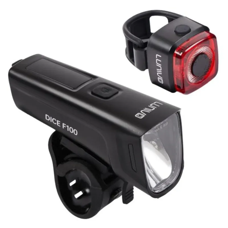 Gratis Versand Lunivo DICE F100 Frontleuchte + DICE R Brake Rücklicht Akku-Beleuchtungsset