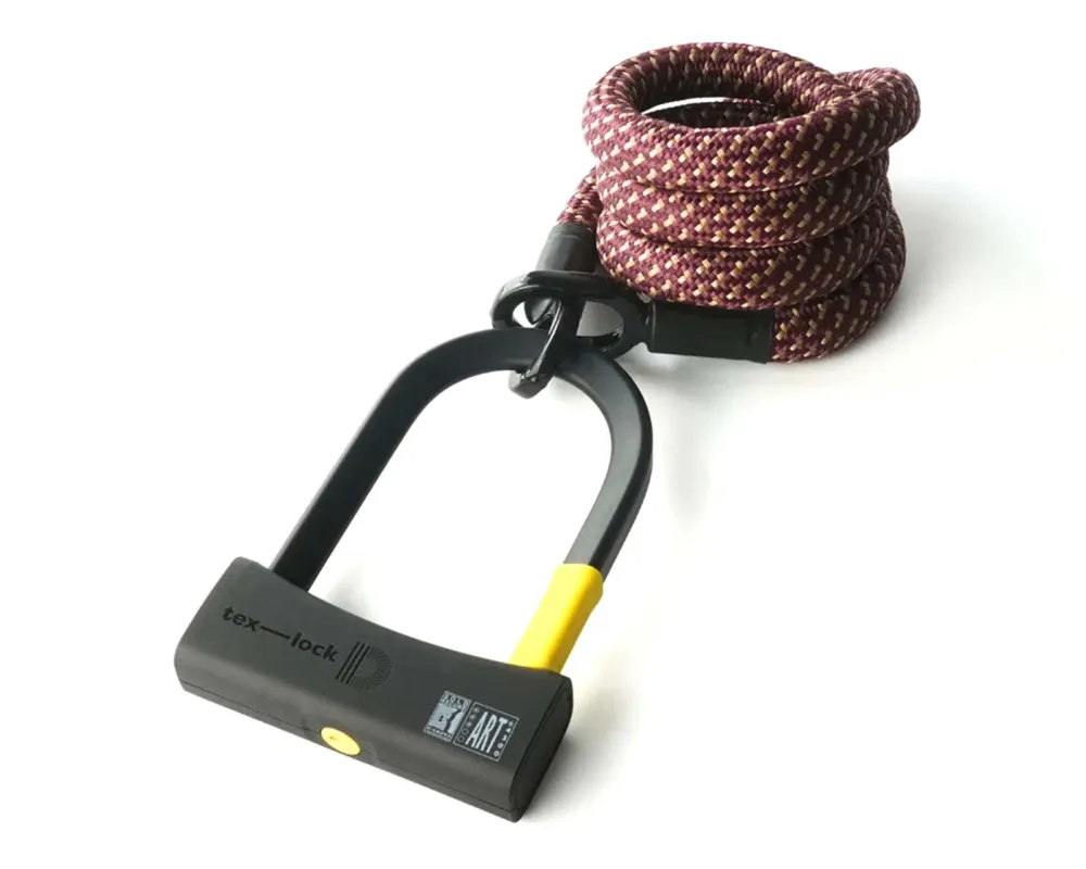 Angebot Tex-lock eyelet mit D-lock 160cm - Bügelschloss mit Textilseil | chateau red