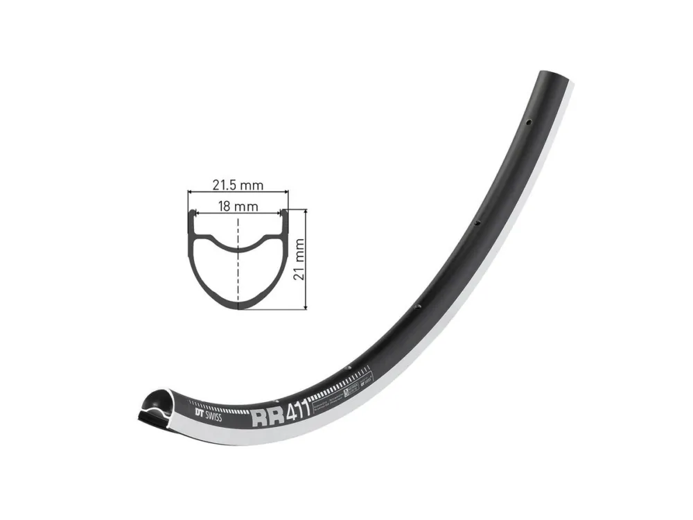 Echt DT Swiss - Felge DT Swiss RR 411 28Zoll, schwarz, 32 Loch, 622-18, VL 6,5mm