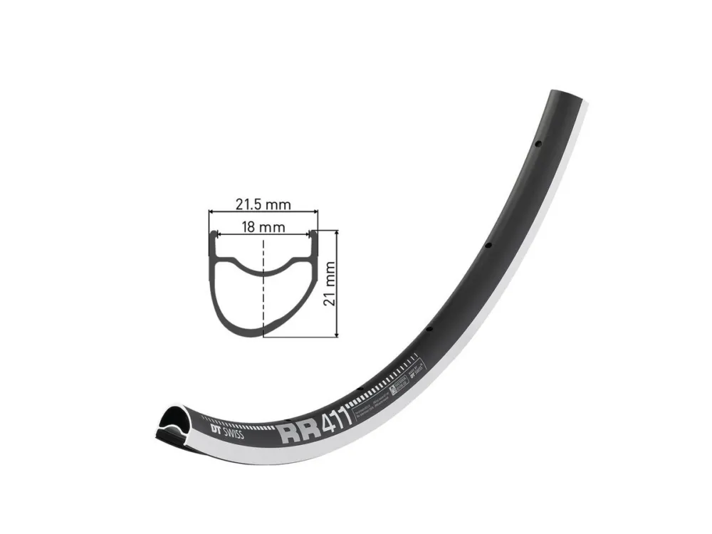 Beliebt DT Swiss - Felge DT Swiss RR 411 asym. 28Zoll, schwarz, 28 Loch, 622-18, VL 6,5mm